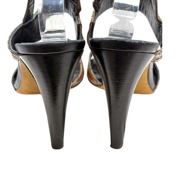 TIBI NY Snakeskin Embossed Leather Slingback Heeled Sandals‎ - Picture 9 of 10